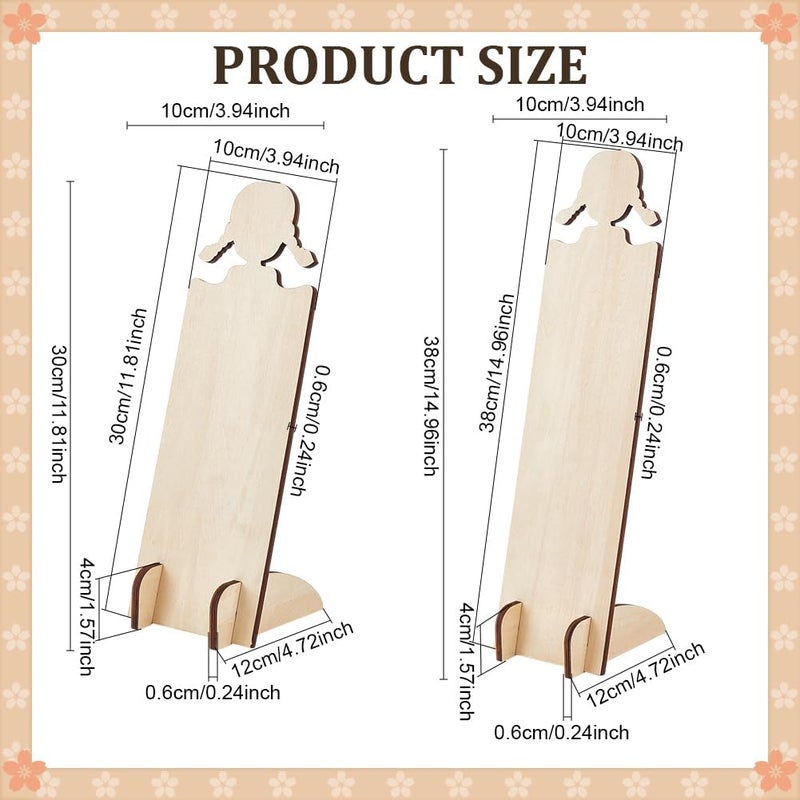 PH PandaHall 2pcs Wood Hair Clip Display Stand 2 Sizes Hairband Holder Racks Wooden Headband Storage Display Board Cute Hair Tie Necklace Holders for Headband Hair Accessories Organizer Dresser - Image 2