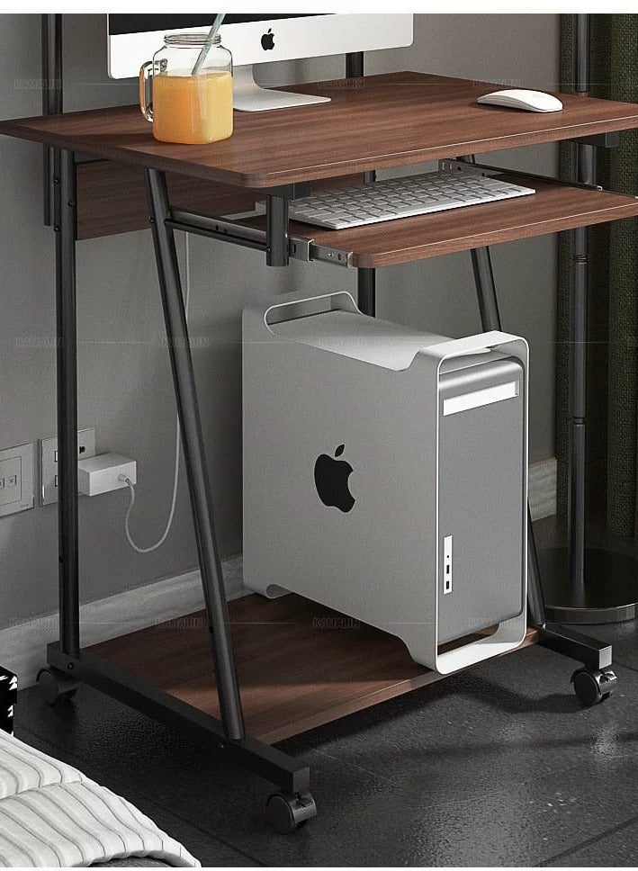 شي ون مكتب كمبيوتر بني من SHEE ONE بتصميم صغير وعملي | طاولة دراسة وعمل مزودة برف كيبورد وعجلات متحركة | مكتب منزلي أنيق للمساحات الضيقة مع رف علوي ووحدة تخزين سفلية | الأبعاد: 126×55×60 سم - Image 4
