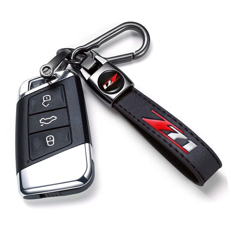 TACOMA Genuine Leather Car Key Chain for Chevy Z71 Silverado Colorado Keychain for Men and Women Family Present Key Ring Accessories Black - Image 3