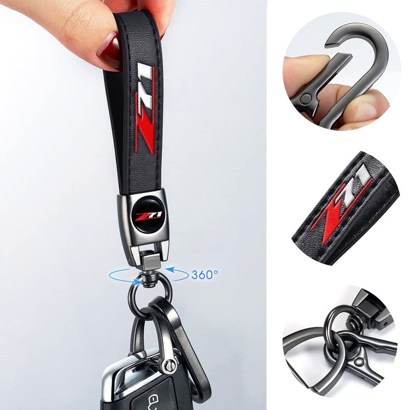 TACOMA Genuine Leather Car Key Chain for Chevy Z71 Silverado Colorado Keychain for Men and Women Family Present Key Ring Accessories Black - Image 4