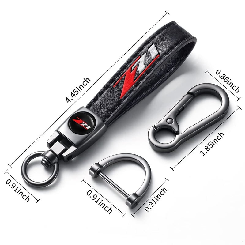 TACOMA Genuine Leather Car Key Chain for Chevy Z71 Silverado Colorado Keychain for Men and Women Family Present Key Ring Accessories Black - Image 2