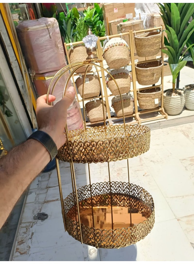 شياله أو منظم جولد 2 دور عالى الجودة   مقاس كبير ارتفاع 55سم قطر 25سم زجاج مرايا - Image 1