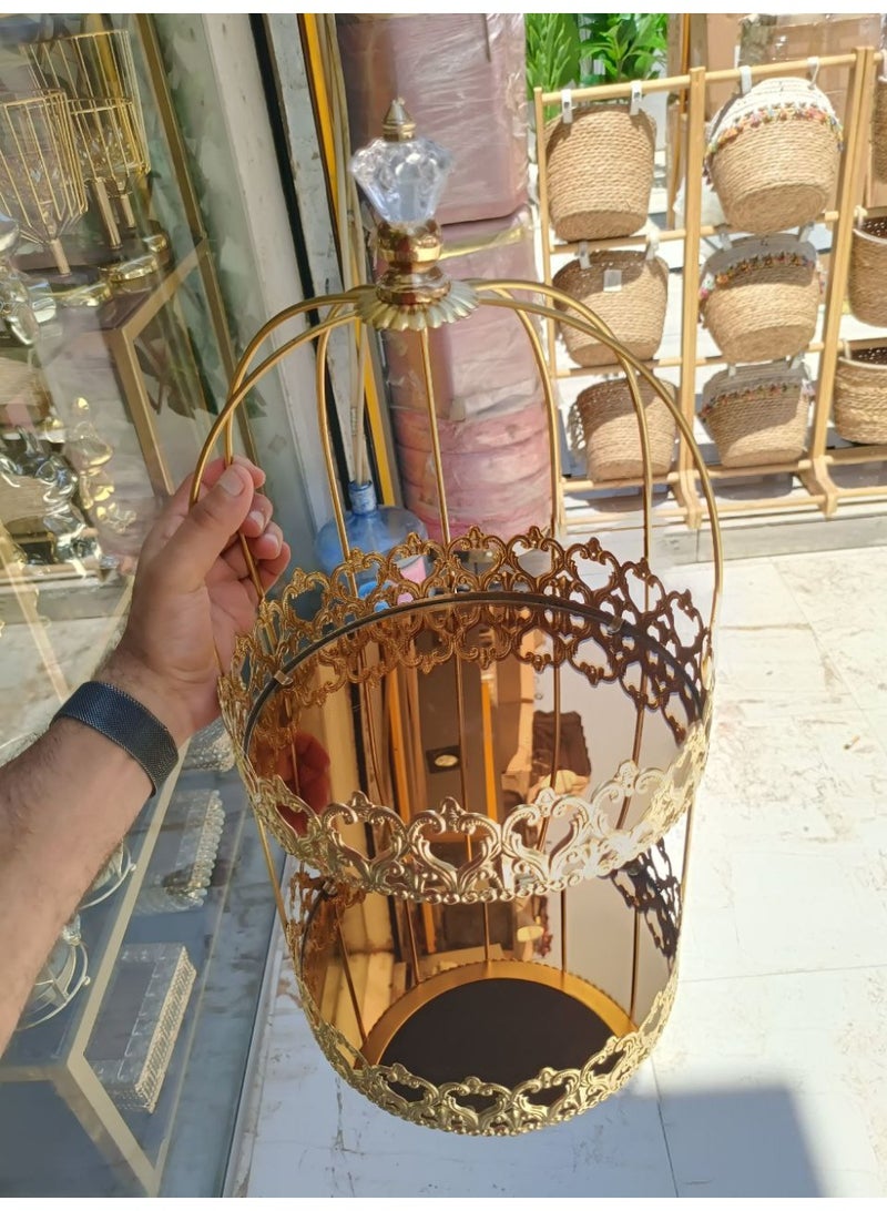 شياله أو منظم جولد 2 دور عالى الجودة   مقاس كبير ارتفاع 55سم قطر 25سم زجاج مرايا - Image 5