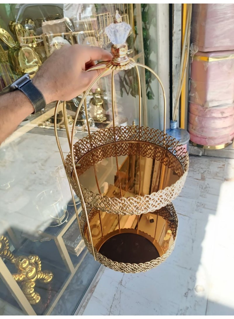 شياله أو منظم جولد 2 دور عالى الجودة   مقاس كبير ارتفاع 55سم قطر 25سم زجاج مرايا - Image 3