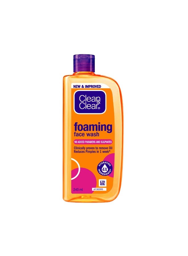 Clean & Clear Foaming Facewash for Oily Skin, Brown, 240ml - Image 1