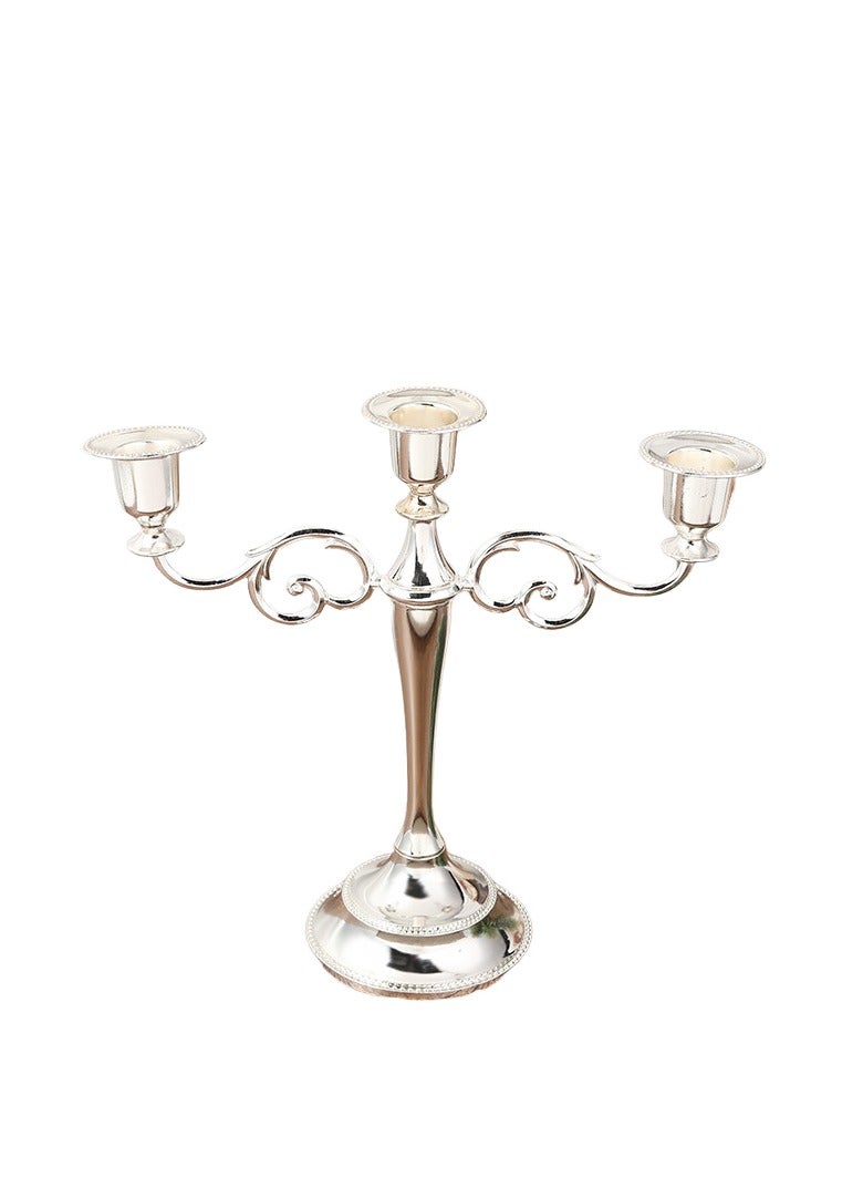 general 3 Arms Decorative Candle Holder For Wedding and Candlelight Dinner Silver - Image 1