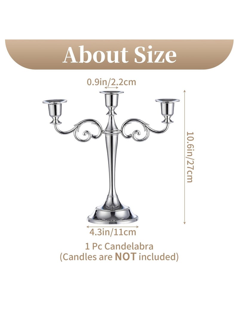 general 3 Arms Decorative Candle Holder For Wedding and Candlelight Dinner Silver - Image 2