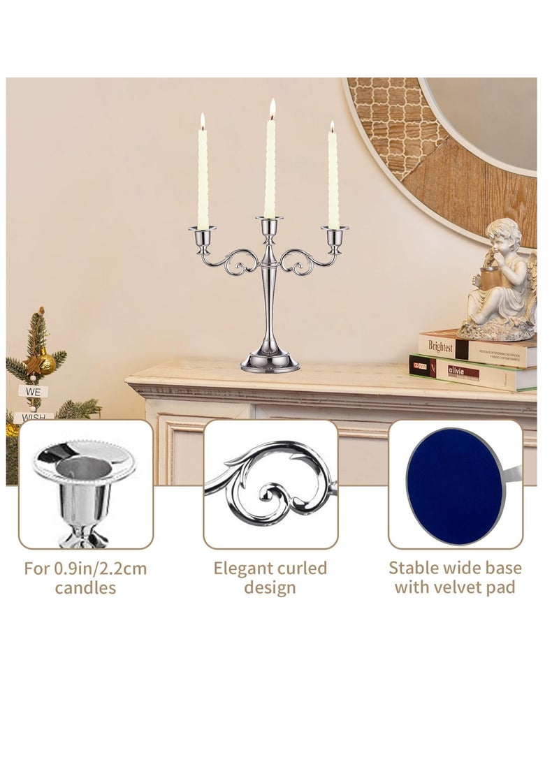 general 3 Arms Decorative Candle Holder For Wedding and Candlelight Dinner Silver - Image 3