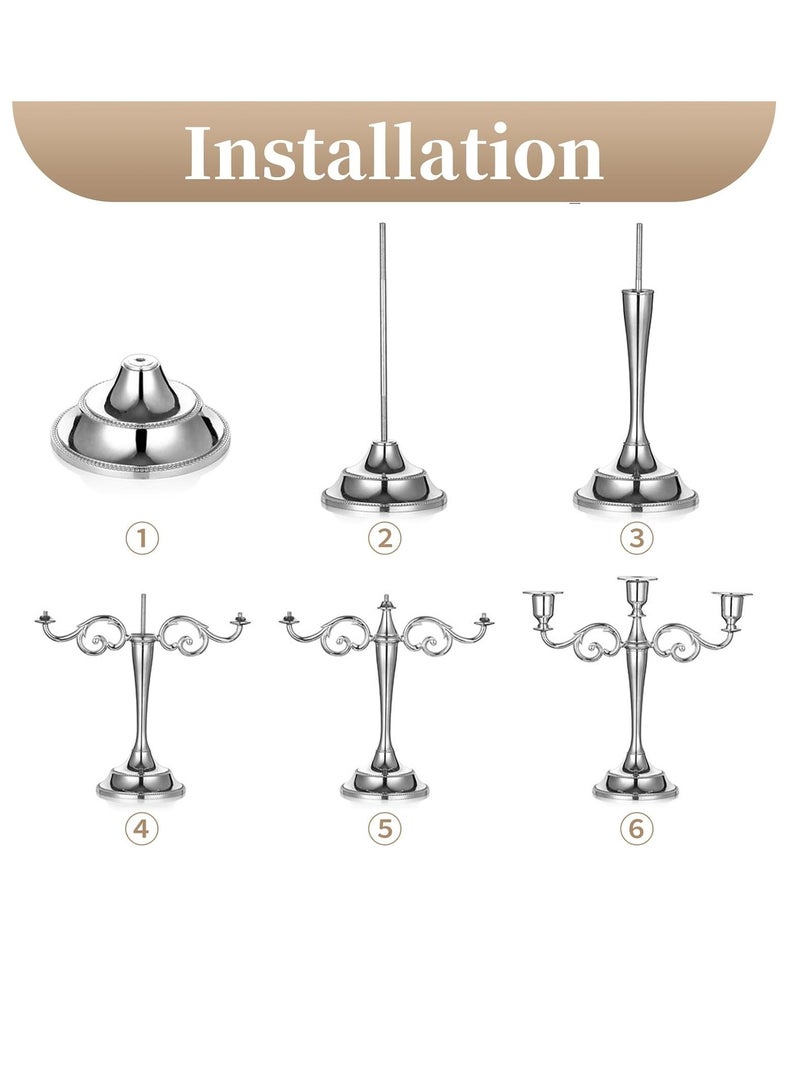 general 3 Arms Decorative Candle Holder For Wedding and Candlelight Dinner Silver - Image 5