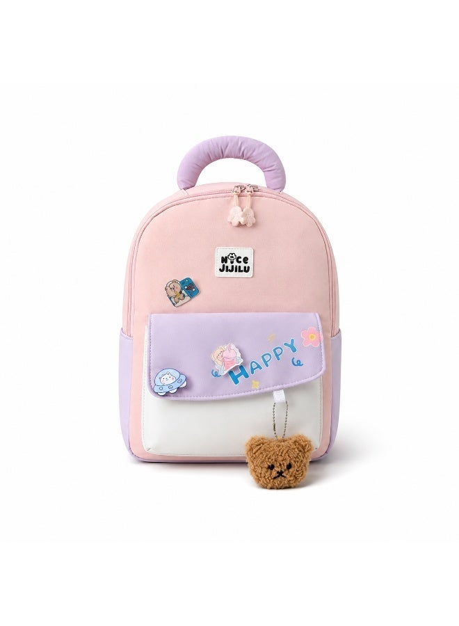 Water-Resistant Kids School Backpack – Cute Multi-Pocket Backpack with Bear Charm & Accessories, Lightweight for Boys & Girls - Image 1
