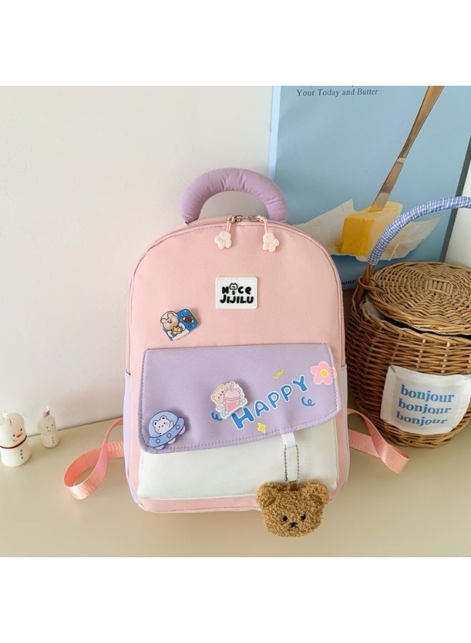 Water-Resistant Kids School Backpack – Cute Multi-Pocket Backpack with Bear Charm & Accessories, Lightweight for Boys & Girls - Image 2