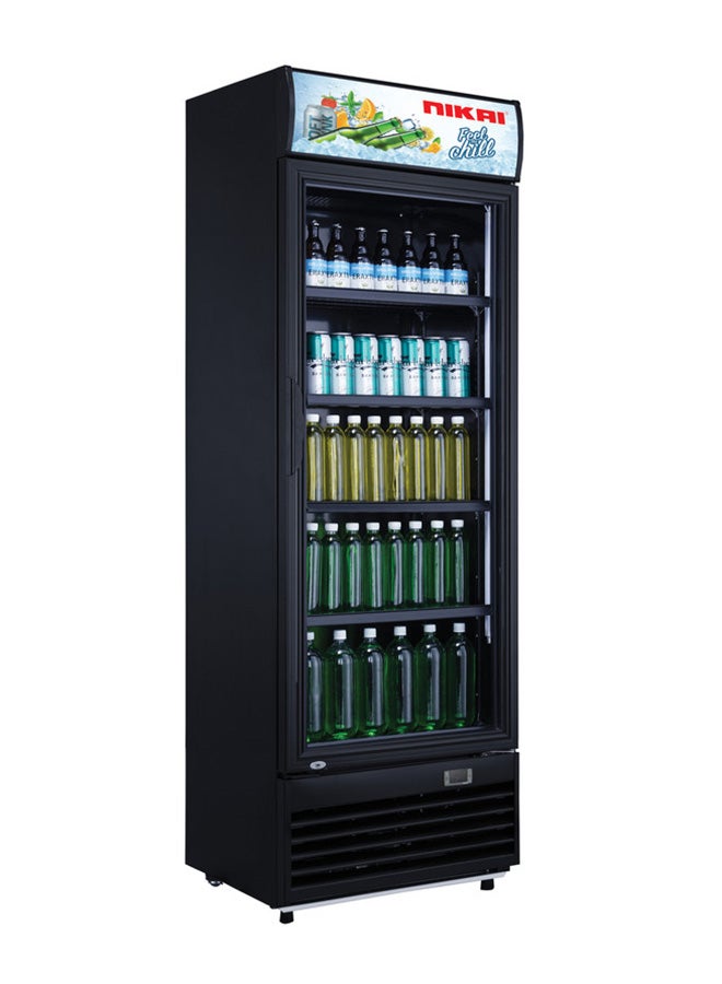 NIKAI 450L Single Door Chiller Fridge Commercial | No Frost Chiller | Digital Display | Auto Defrost | Adjustable Shelves | Castor Wheels | Tempered Glass 450 L 275 W NSF450FFPB Black - Image 1