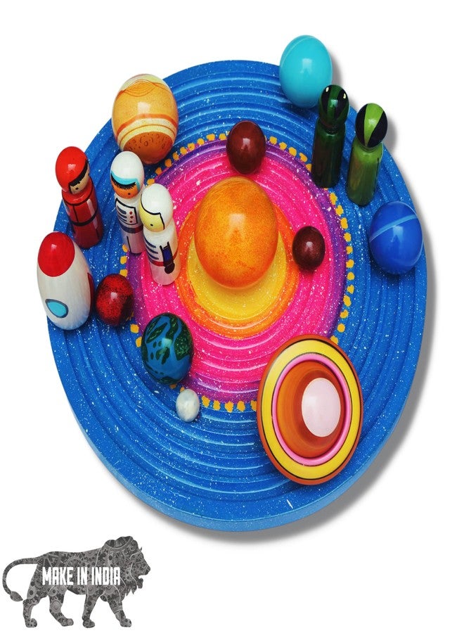 Gift Equals Love Wooden Planets Solar System 3D Model Toys Set Science Learning Educational Galaxy Board Toy with Alien Austronuts spaceship for Kids Age 3+ (Planets, Galaxy, Astronauts & Aliens) - Image 1