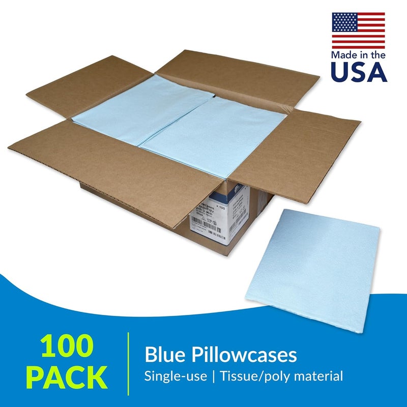 Tidi 919363 Disposable Pillowcases, Blue, 21” Wide x 30” Long (Pack of 100) ― Single-Use Pillowcases ― Tissue with Poly Back to Help Prevent Leak-Through ― Pebble Embossed ― Medical Supplies - Image 2