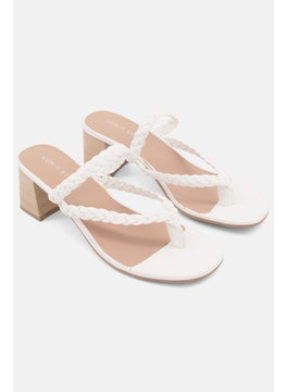 Sun Stone Women Medium Wiinnie Braided Sandal, White  - Image 1