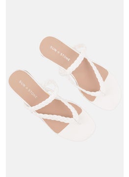 Sun Stone Women Medium Wiinnie Braided Sandal, White  - Image 2