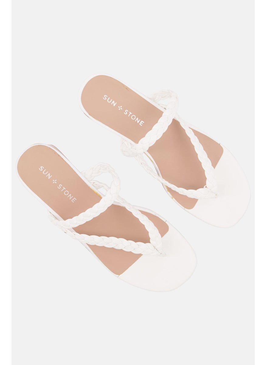 Sun Stone Women Medium Wiinnie Braided Sandal, White  - Image 2