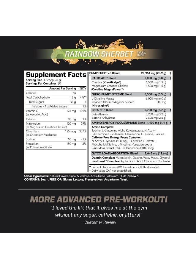PMD - Sports Ultra Pump Fuel Caffeine Free Pre Workout Drink Mix Energy 30 Servings - Image 1