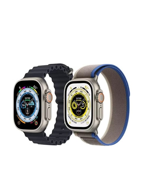 Silicone Ocean Band Strap Black Trail Loop strap Blue/Gray Set of 2 for Apple Watch Ultra 8 49mm