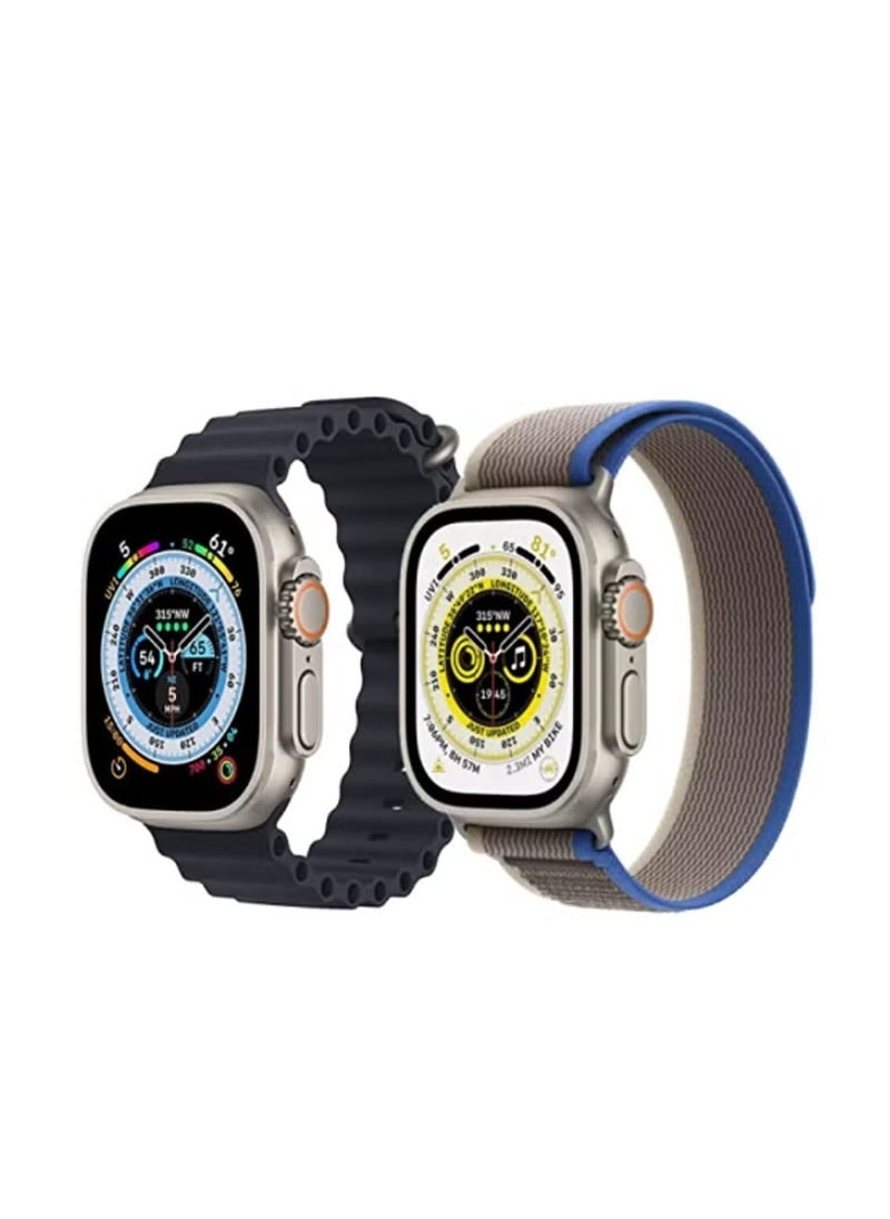 Silicone Ocean Band Strap Black Trail Loop strap Blue/Gray Set of 2 for Apple Watch Ultra 8 49mm