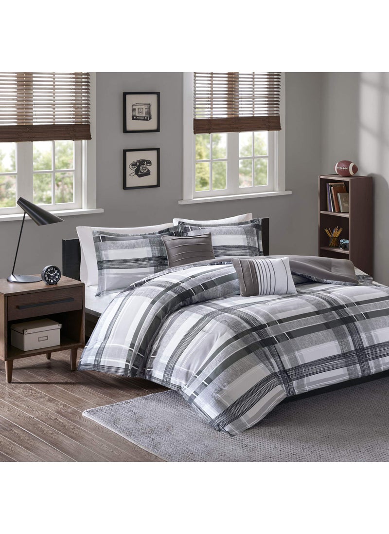 Intelligent Design Intelligent Design Rudy Cozy Comforter Casual Cabin Lodge Plaid Design All Season Hypoallergenic Cover Soft Bedding Set with Matching Sham Decorative Pillow RBlack Full  Queen 