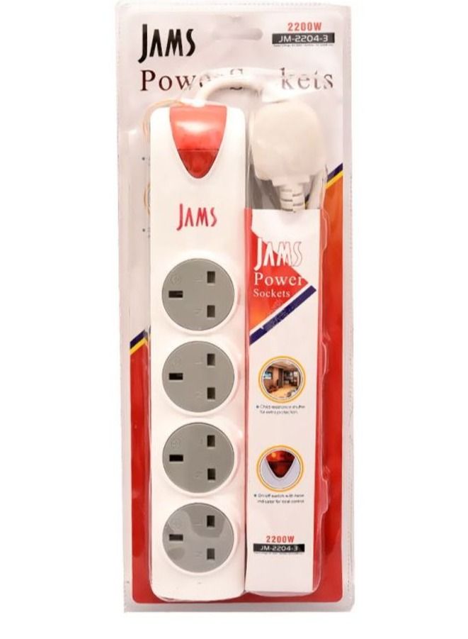 JAMS 4 Outlet Power Strip 3Meter - Image 1