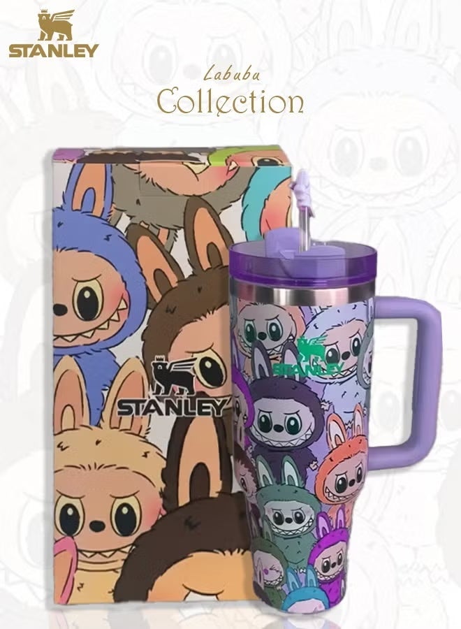 Stanley H2.0 FlowState 40oz Tumbler – Labubu Edition, Vacuum Insulated Stainless Steel Quencher with Lid, Removable Straw & Stopper, Keeps Drinks Cold, Perfect for Water, Iced Tea & Gifting