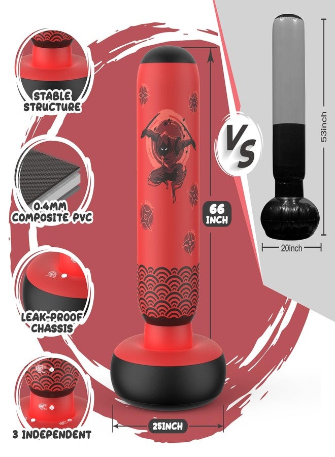 Sunikko X Punching Bag for Kids, Tall Larger 66’’ Inflatable Boxing Bag for 6-12 Kids Teens, Punching Bag Set Toy with Gloves and Pump for Practicing Karate, Taekwondo, Red - Image 3