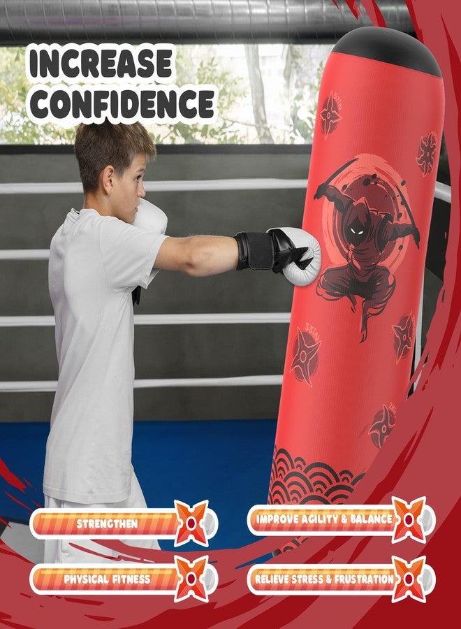 Sunikko X Punching Bag for Kids, Tall Larger 66’’ Inflatable Boxing Bag for 6-12 Kids Teens, Punching Bag Set Toy with Gloves and Pump for Practicing Karate, Taekwondo, Red - Image 5