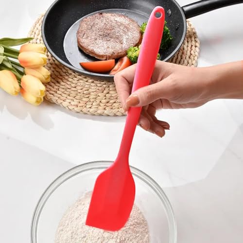 DecorTwist® Silicone Spatula Set 5-Piece | Heat Resistant, Non-Stick Cookware Safe Cooking and Baking Turner Spatulas for Cooking, Baking, Mixing Flexible, BPA-Free, Food Grade Kitchen Utensils (Red) - Image 3