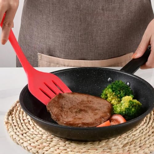 DecorTwist® Silicone Spatula Set 5-Piece | Heat Resistant, Non-Stick Cookware Safe Cooking and Baking Turner Spatulas for Cooking, Baking, Mixing Flexible, BPA-Free, Food Grade Kitchen Utensils (Red) - Image 4