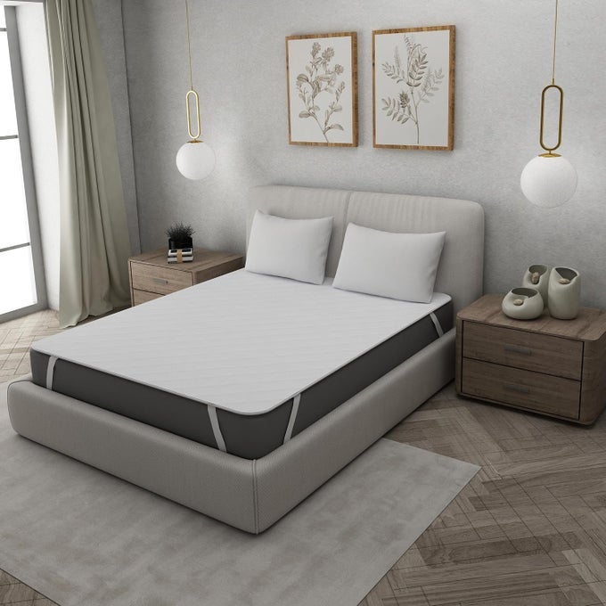 HOME DOUBLE MATTRESS PROTECTOR WHITE DIAMOND STITCHING SIZE 182CMS X 198CMS 100 COTTON CORNER ELASTIC WATERPROOF MACHINE WASHABLE DOUBLE BED SET OF 1