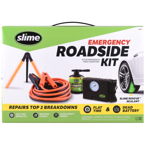 Slime 50154 Emergency Roadside Kit with Flat tire Repair and Booster Cables for Compact Cars, Standard Cars and Crossovers - Image 1