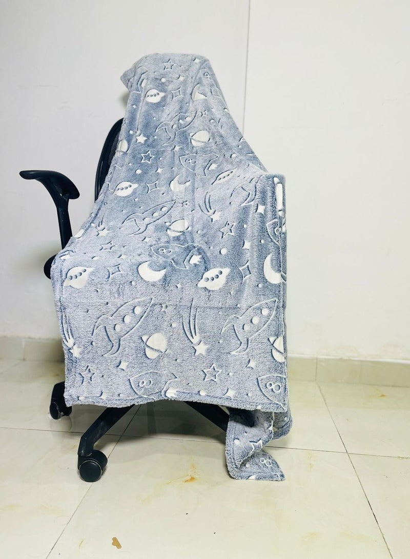 Glow In The Dark Blanket Cotton Grey - Image 3