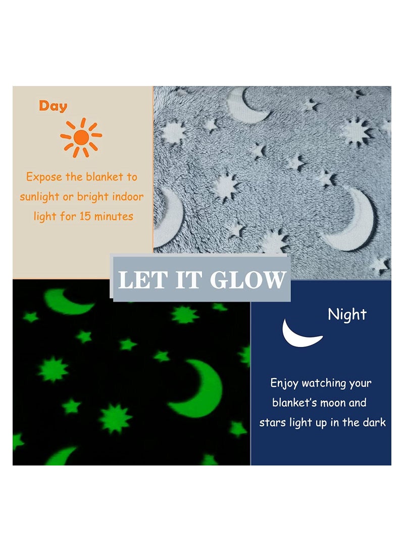Glow In The Dark Blanket Cotton Grey - Image 4