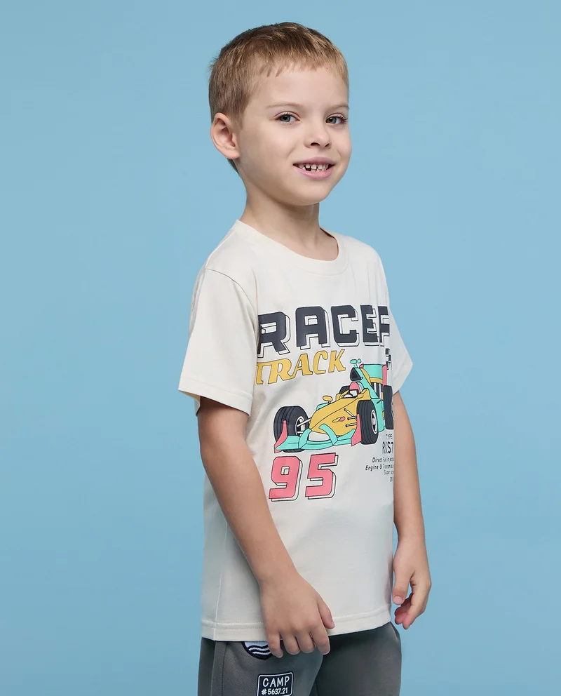 أر أند بي Printed T-Shirt With Crew Neck And Short Sleeves