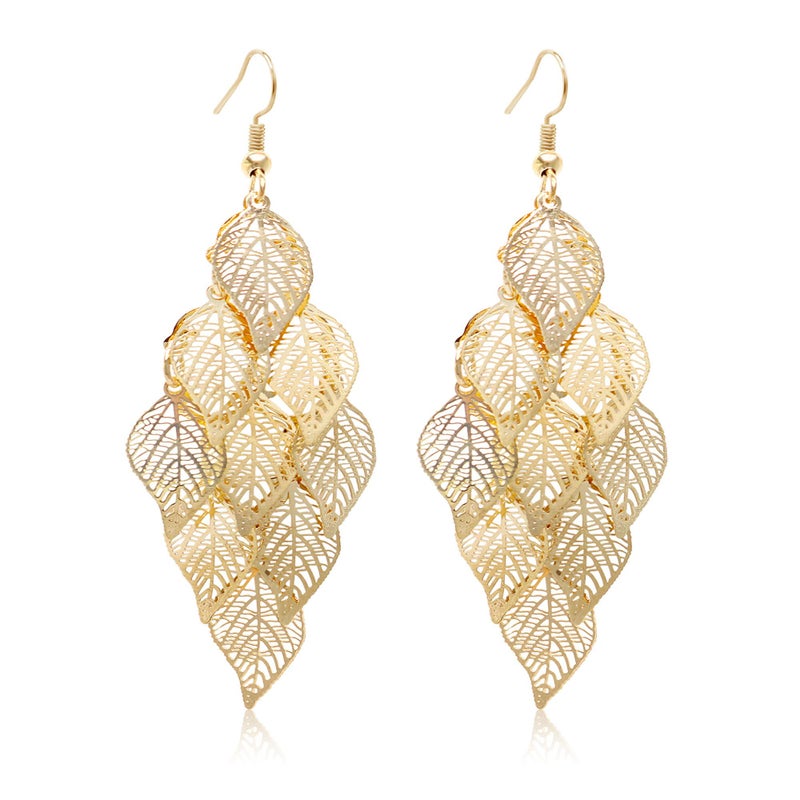 Aisansty Gold Leaf Dangle Earring for Women Boho Super Lightweight Chandelier Dangle Drop Earring - Image 1