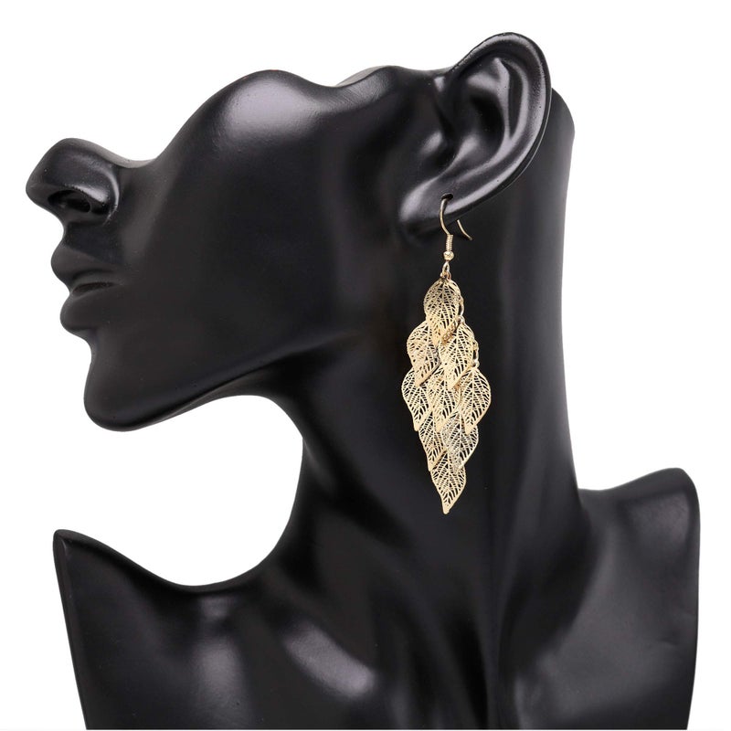 Aisansty Gold Leaf Dangle Earring for Women Boho Super Lightweight Chandelier Dangle Drop Earring - Image 5