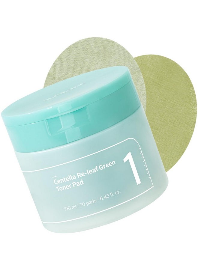 numbuzin numbuzin No.1 Centella Re-leaf Green Toner Pad | Double-Sided Toner Pads with Centella Asiatica, Heartleaf, Licorice Root | Calming, Hydrating, Exfoliating | Korean Skincare | 70 Pads/6.42 fl. oz.  - Image 1