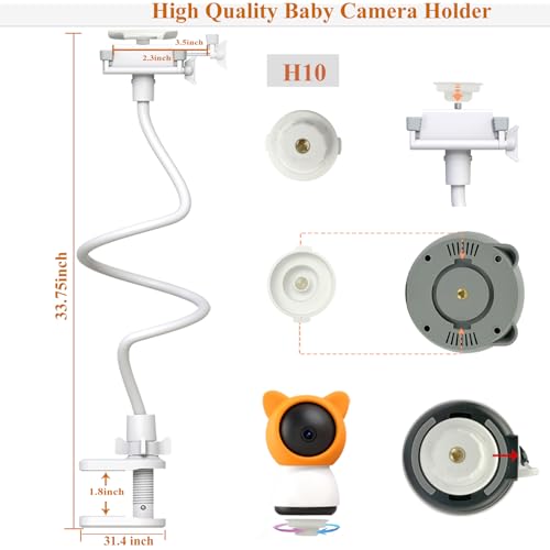 Derebir Baby Camera Mount Stand Compatible with BOIFUN/Momcozy/ieGeek/Comfyer-BM01/TECGUUD a Part Baby Monitor Flexible Baby Monitor Holder Shelf Baby Camera Stand More Safety(33.75 inch/Cameras Not Included) - Image 4