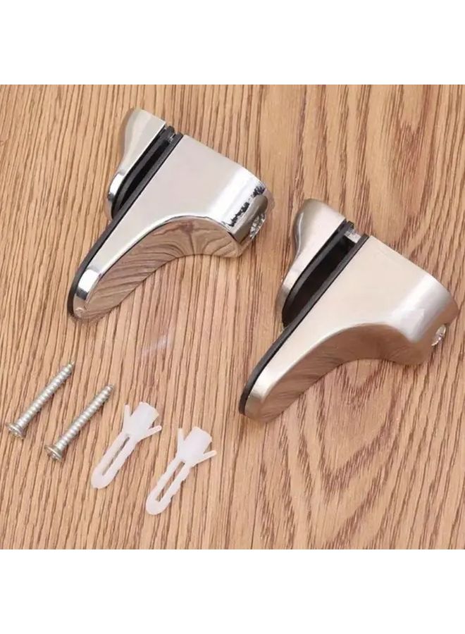 2pcs Adjustable Glass Shelf Support Clips Durable Metal Frame Brackets With Rubber Pads - Image 3