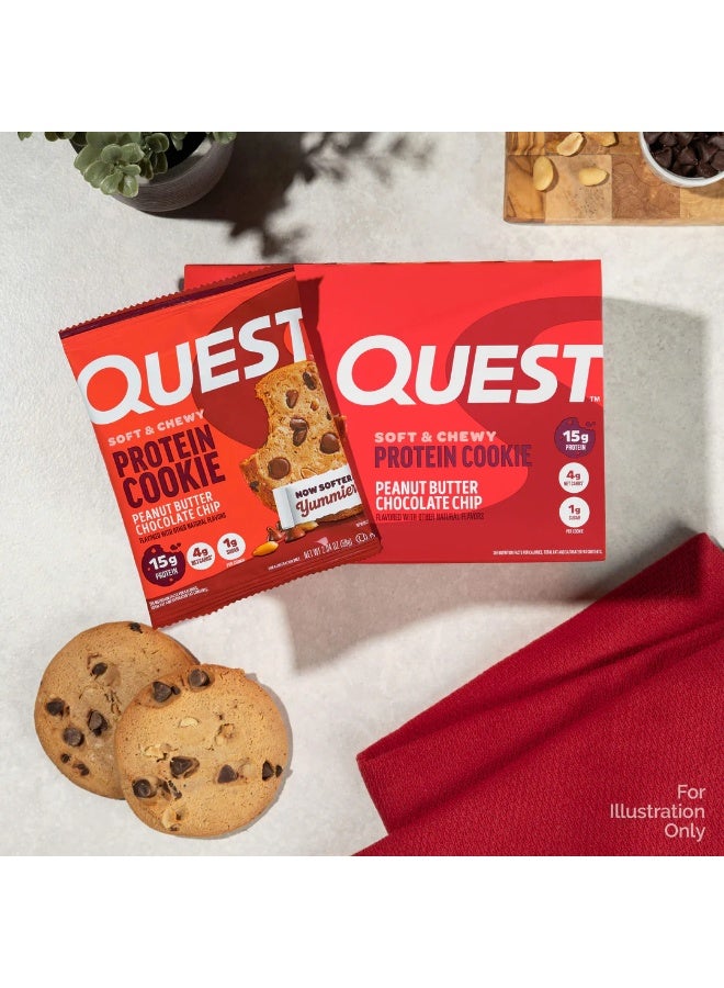 بسكويت بروتين طري وقابل للمضغ من كويست – نكهة رقاقة الشوكولاتة وزبدة الفستق، غني بالبروتين وقليل السكر وخالٍ من الغلوتين، ٥٨ غرام (علبة تحتوي على ١٢ قطعة) - Image 2