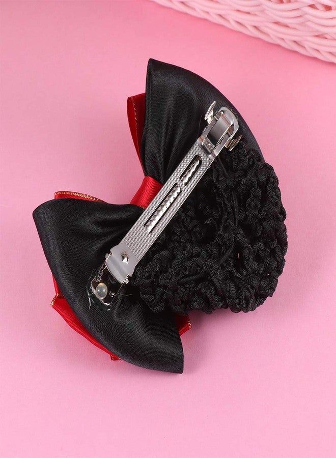 Minkissy 2Pcs Bowknot Hair Snoods Bun Cover Hair Clip Occupational Fixator for Dancing, Work, Class and Daily Use (Red) - Image 4