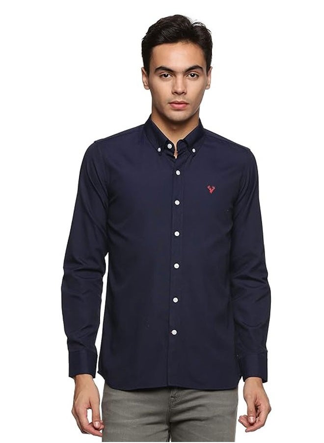 U.S. ELK Men's Button Down Shirt | Casual Slim Fit Shirt | Long Sleeve Oxford Shirts For Men | Smart Fit Cuff - Navy Blue  - Image 5