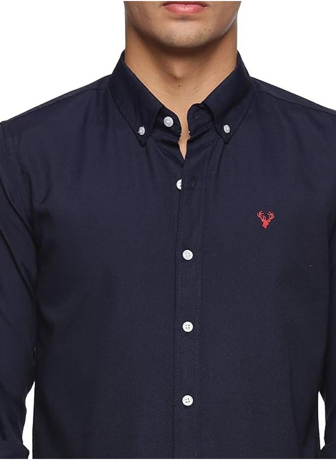 U.S. ELK Men's Button Down Shirt | Casual Slim Fit Shirt | Long Sleeve Oxford Shirts For Men | Smart Fit Cuff - Navy Blue  - Image 4