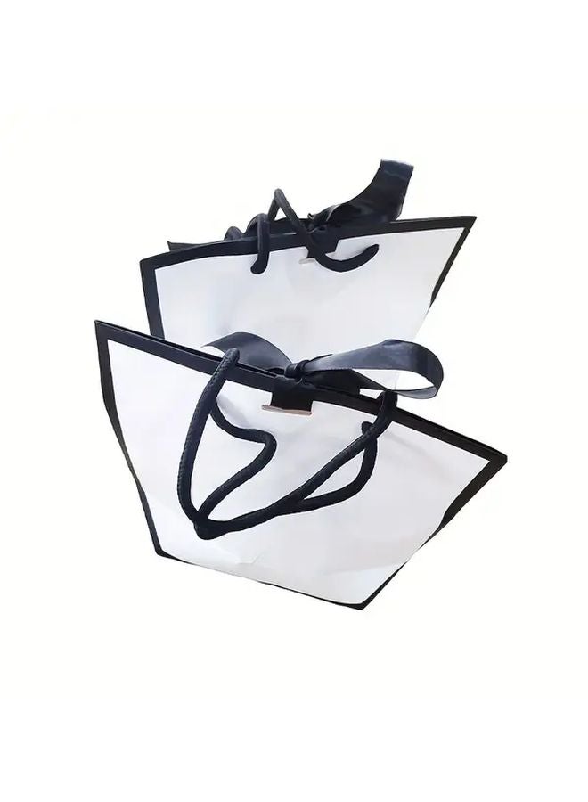 12pcs Small White Paper Tote Bags Large Capacity Bow Decoration For Party Events - Image 5
