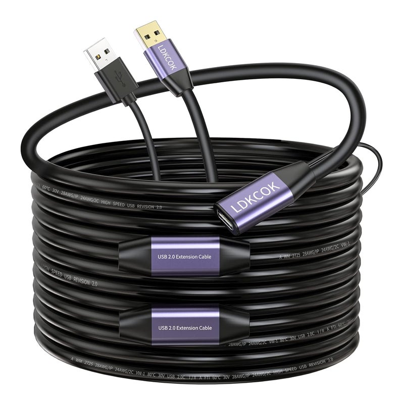 كابل تمديد نشط من USB 2.0 من نوع A ذكر إلى أنثى بطول 75 قدم، سرعة عالية 480 ميجابت في الثانية - Image 1