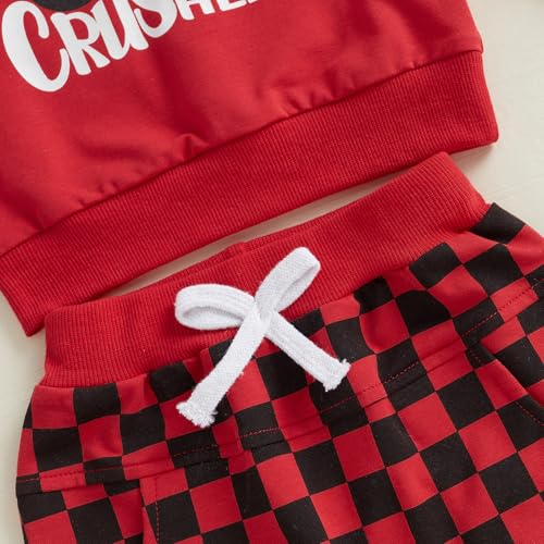 BeQeuewll Baby Boy Valentines Day Outfit Heart Lover Crusher Truck Valentine Sweatshirt Pants Set Toddler Boys Spring Outfits (Red, 6-12 Months) - Image 5