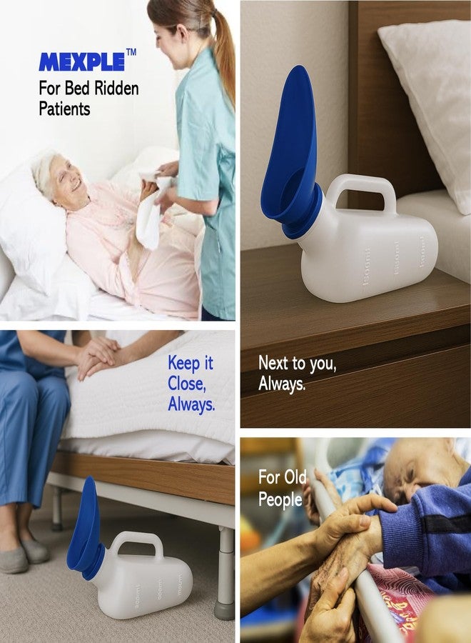 MEXPLE Unisex Peepod Urinal Pot 1000 ML | Portable Urine Bottle with Female Cup Pee Funnel | Medical Grade Urine Collector for Men Women Bedridden Patients - White - Image 5