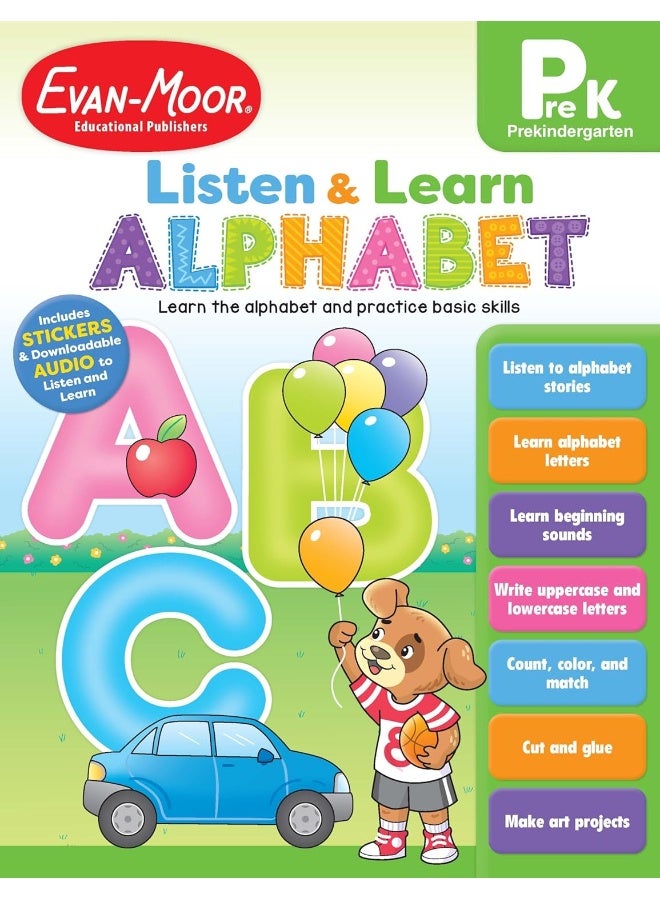 Alphabet, PreK Workbook: Listen and Learn Audio Workbook, Phonemic Awareness and Phonics - Image 1